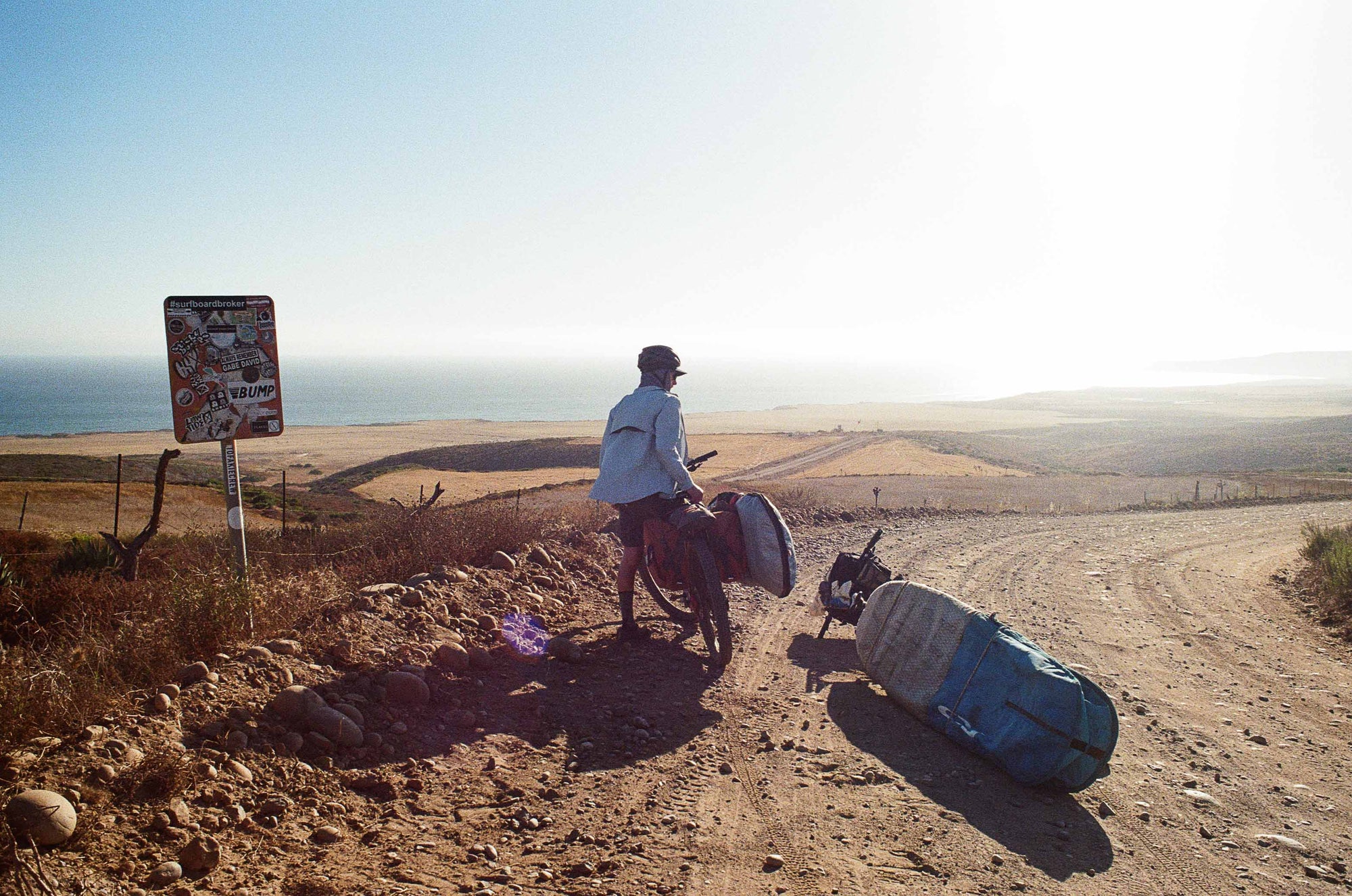 Surfpacking in Baja, involves bikepacking with surfboards